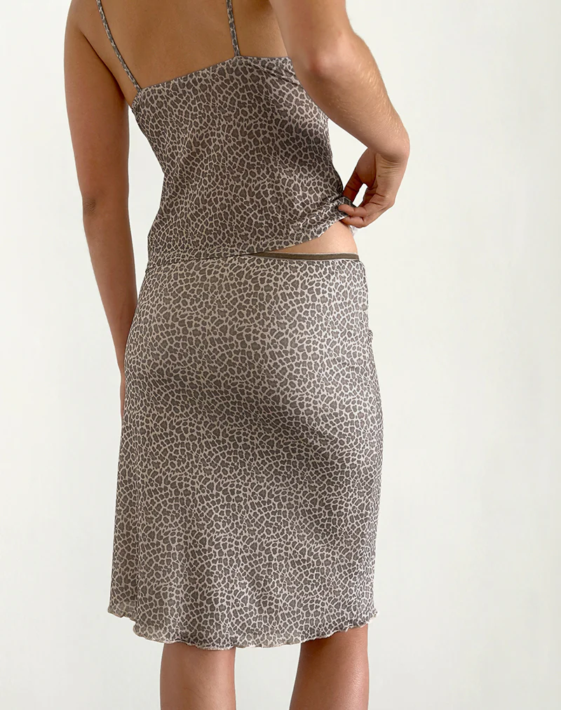 Rajuli Midi Skirt in Dainty Leopard Light Brown - Image 3