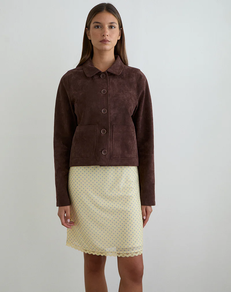 Rajuli Midi Skirt in Yellow with Compact Grey Polka - Image 5