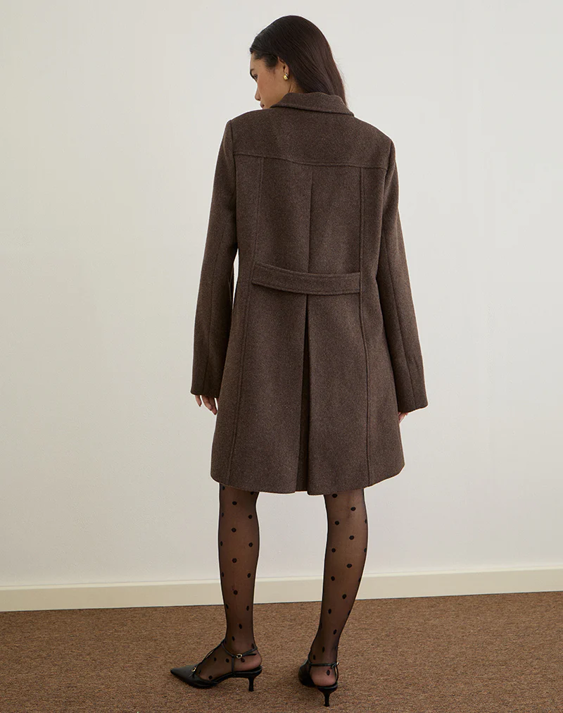 Rakai Pea Coat in Chocolate Wool - Image 4