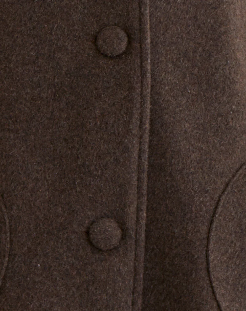 Rakai Pea Coat in Chocolate Wool - Image 6