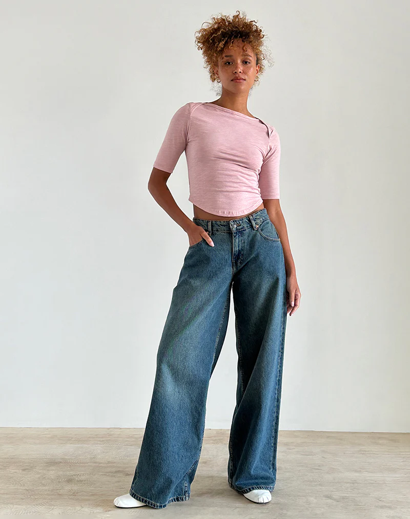 Ralda Curved Jersey Tee in Pink Lady - Image 3