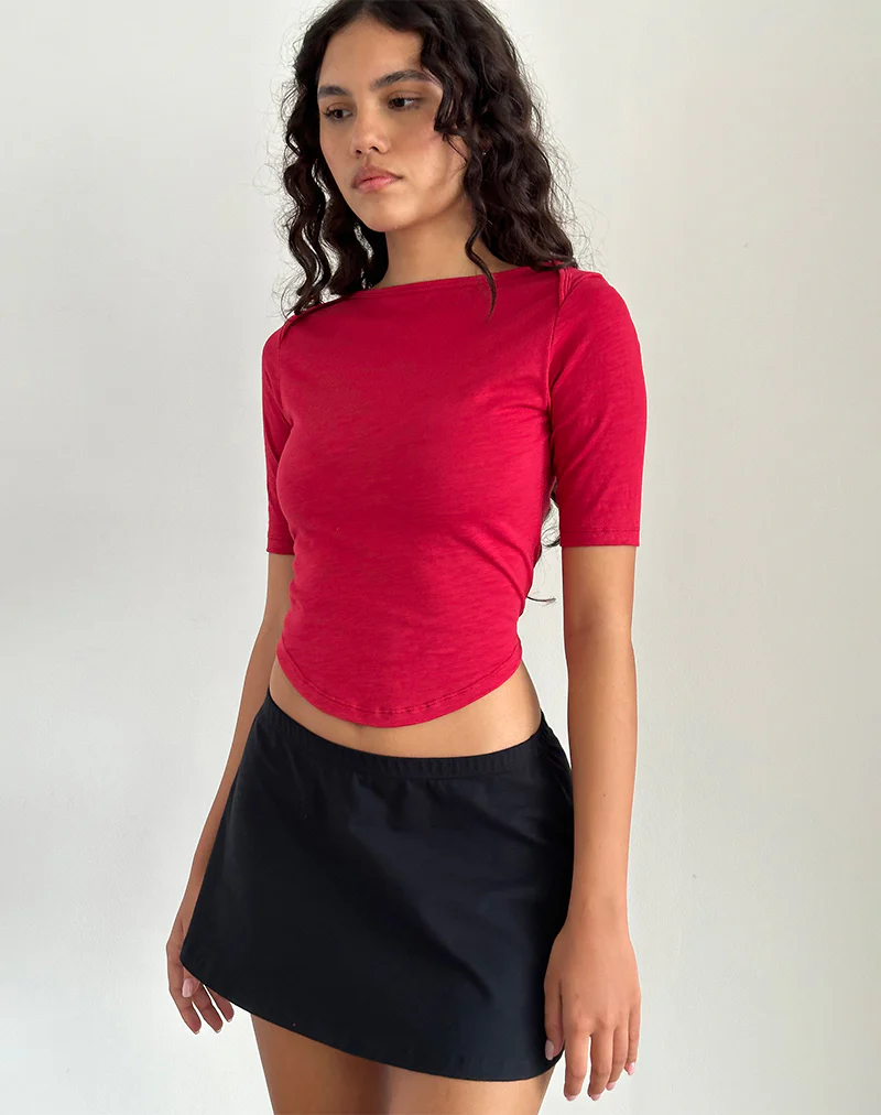 Ralda Curved Jersey Tee in Adrenaline Red - Image 3