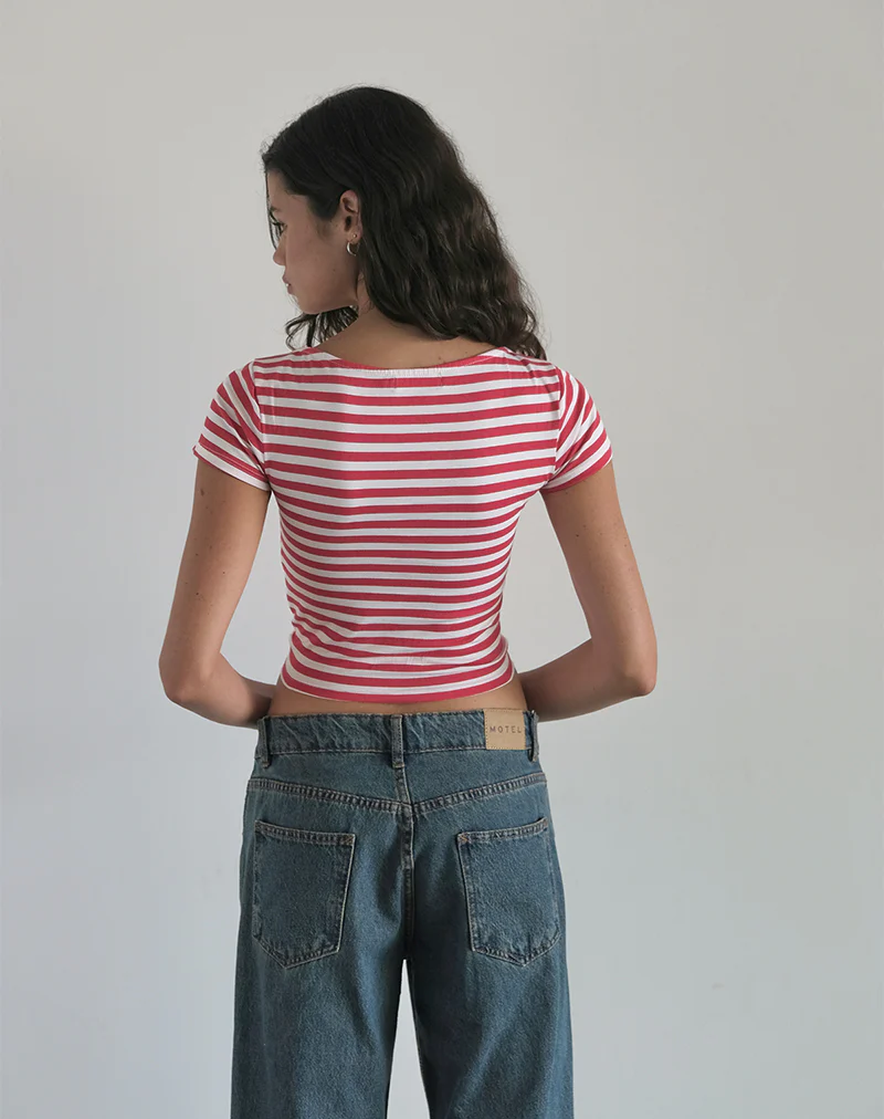 Ralina Top in Red and White Stripe - Image 5