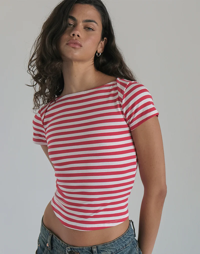 Ralina Top in Red and White Stripe - Image 6