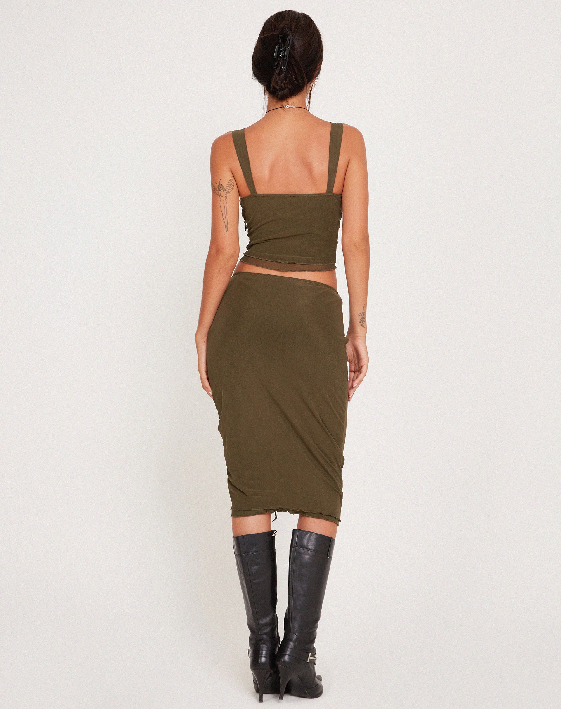 Raline Vest Top in Mesh Dark Olive - Image 5