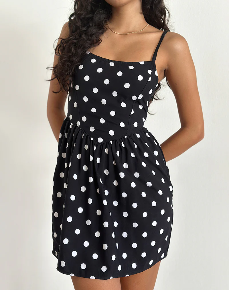 Ramana Mini Dress in 80s Polka Black - Image 3