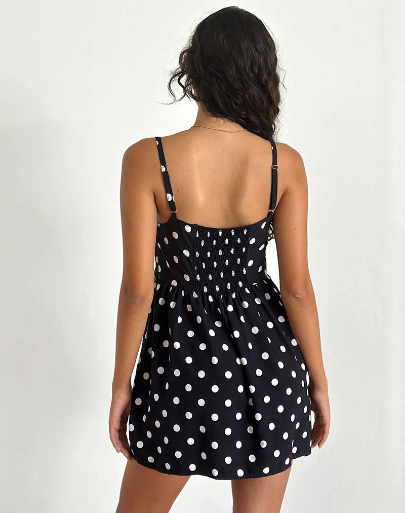 Ramana Mini Dress in 80s Polka Black - Image 4