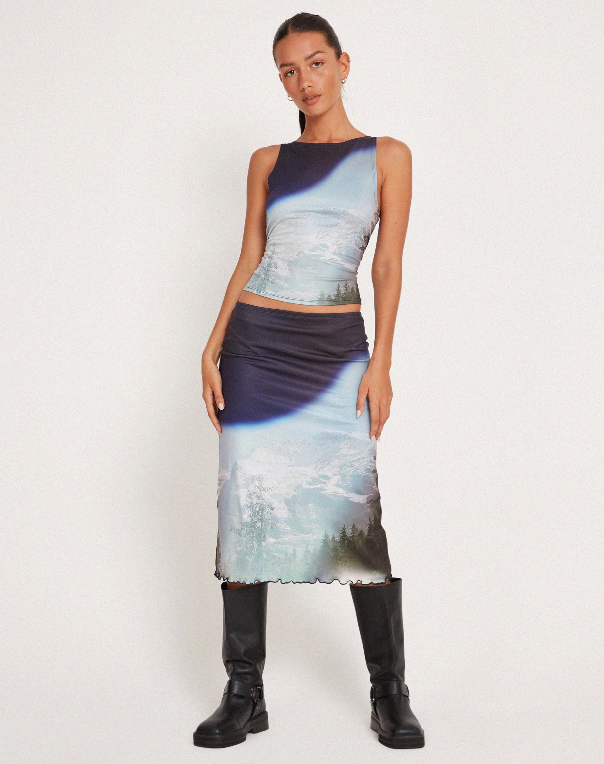 Rambi Vest Crop Top in Abstract Landscape Collage - Image 5