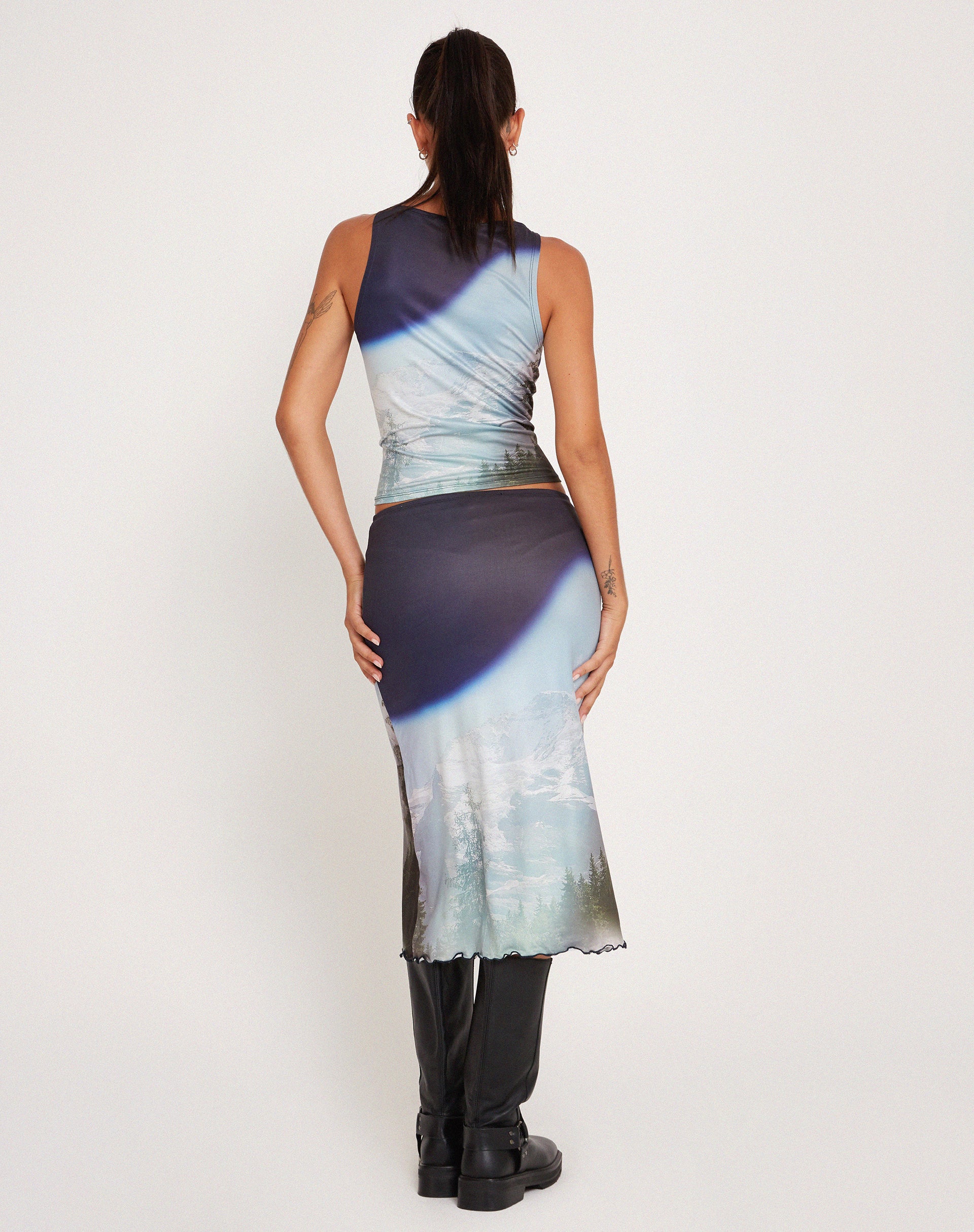Rambi Vest Crop Top in Abstract Landscape Collage - Image 6