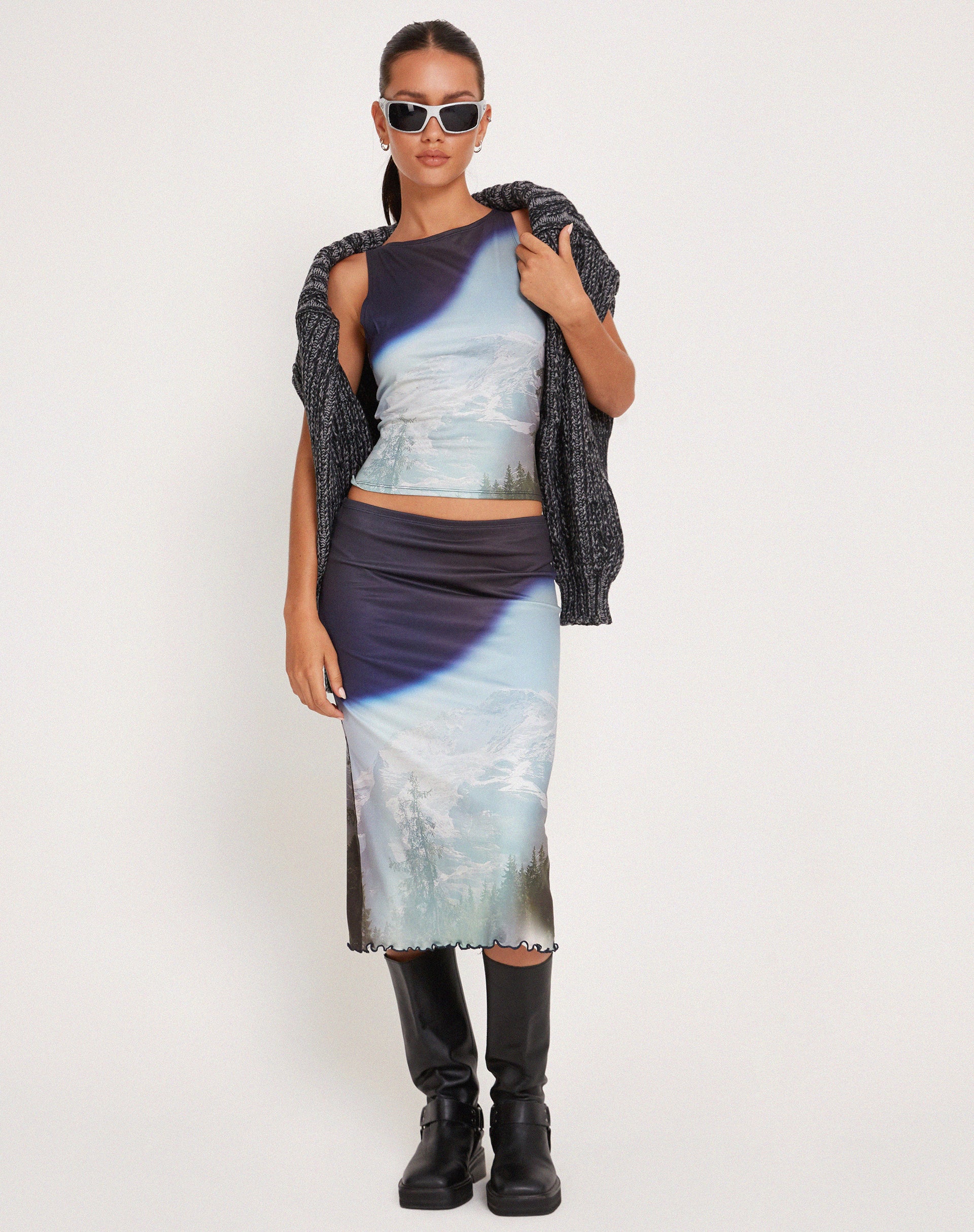Rambi Vest Crop Top in Abstract Landscape Collage - Image 7