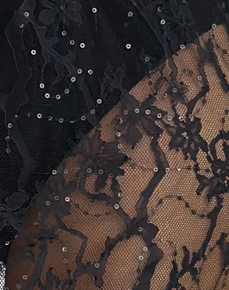 Ramona Midi Skirt in Sequin Lace Black - Image 6