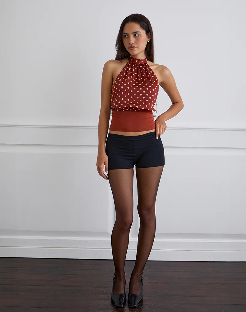 Rania Backless Top in Polka Burnt Red - Image 2