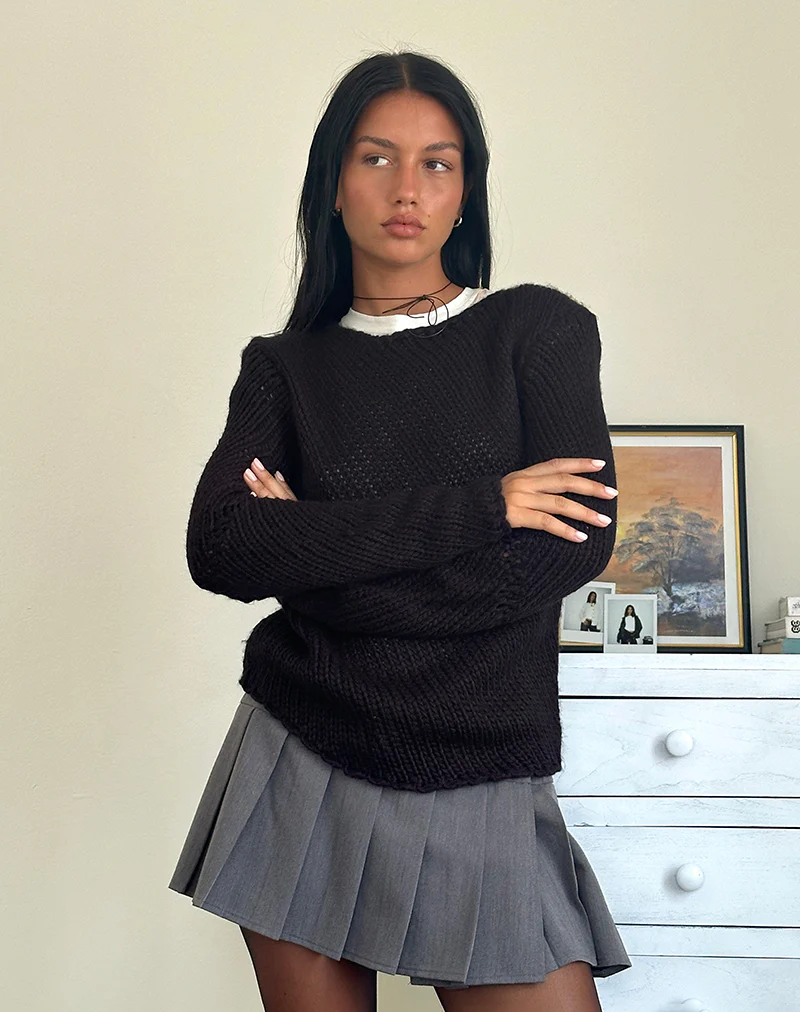 Ranvir Knitted Jumper in Black - Image 3