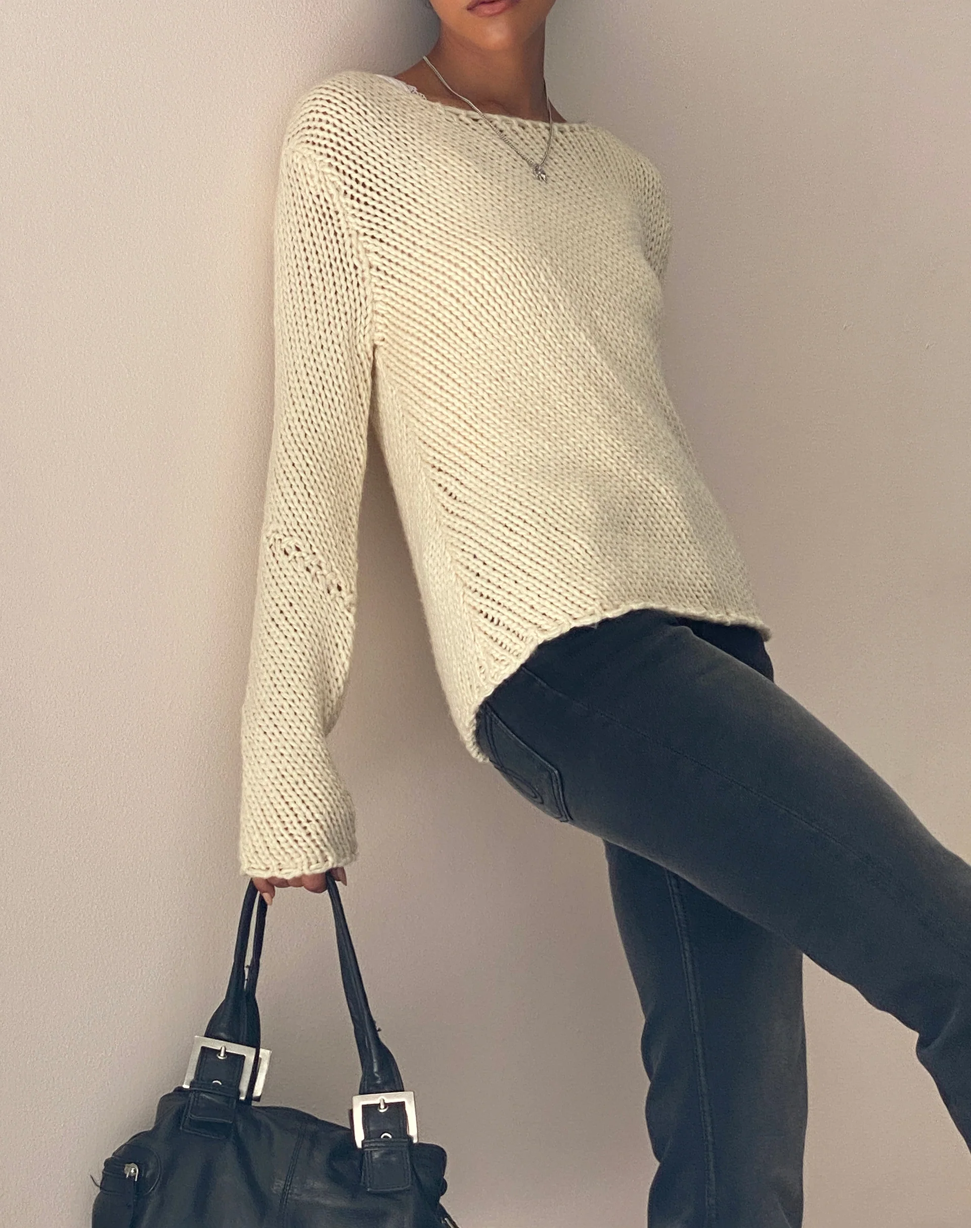 Ranvir Knitted Jumper in Neutral - Image 3