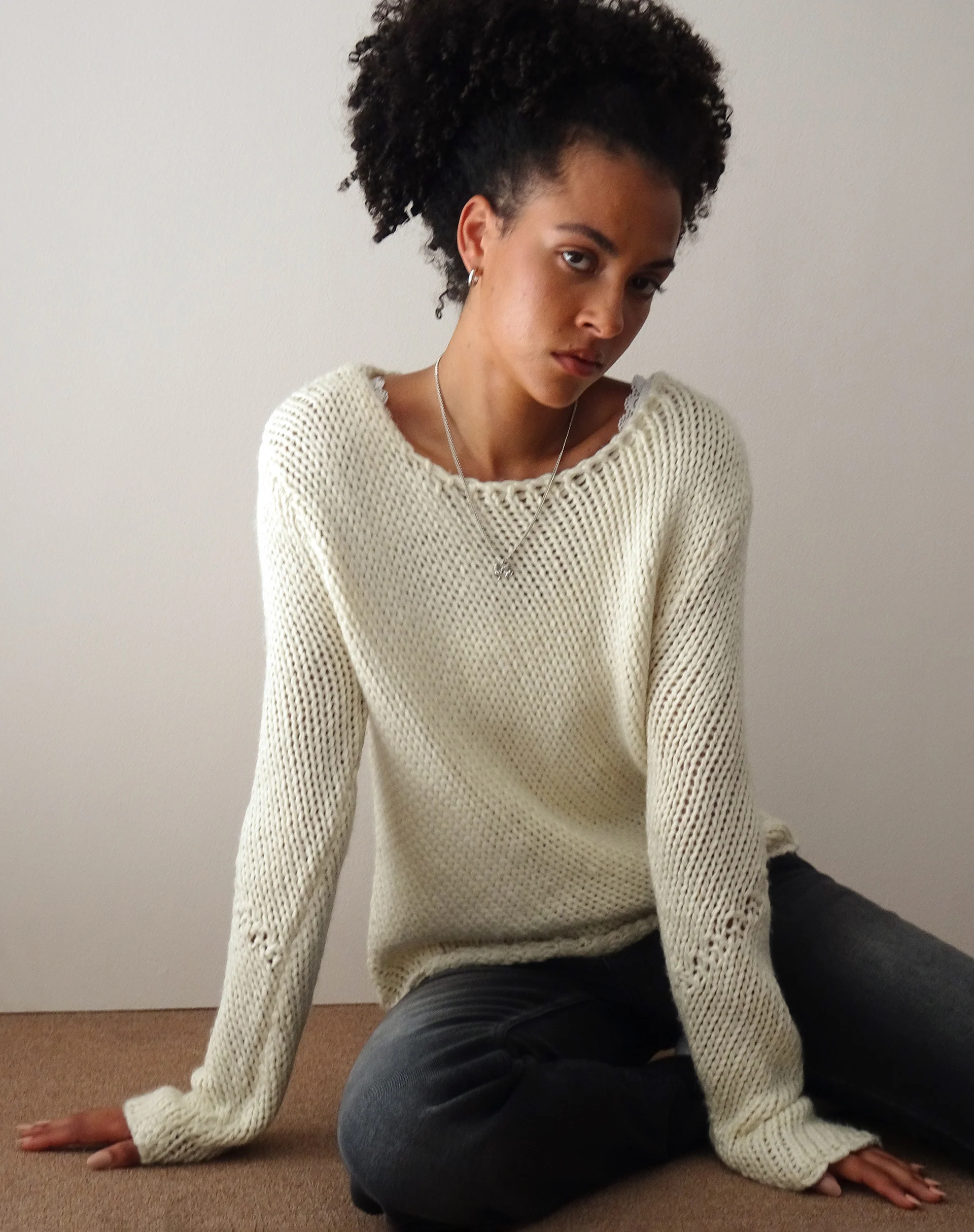 Ranvir Knitted Jumper in Neutral - Image 4