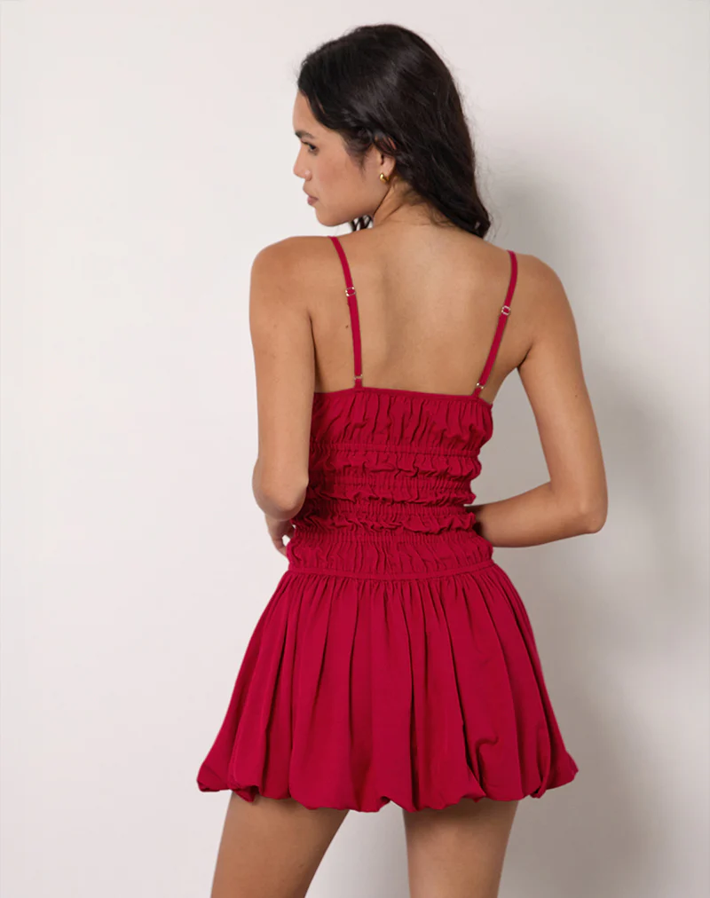 Rasmil Bubble Mini Dress in Adrenaline Red - Image 5