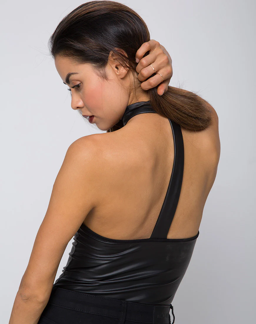 Rassa Bodice in Pu Matte Black - Image 2