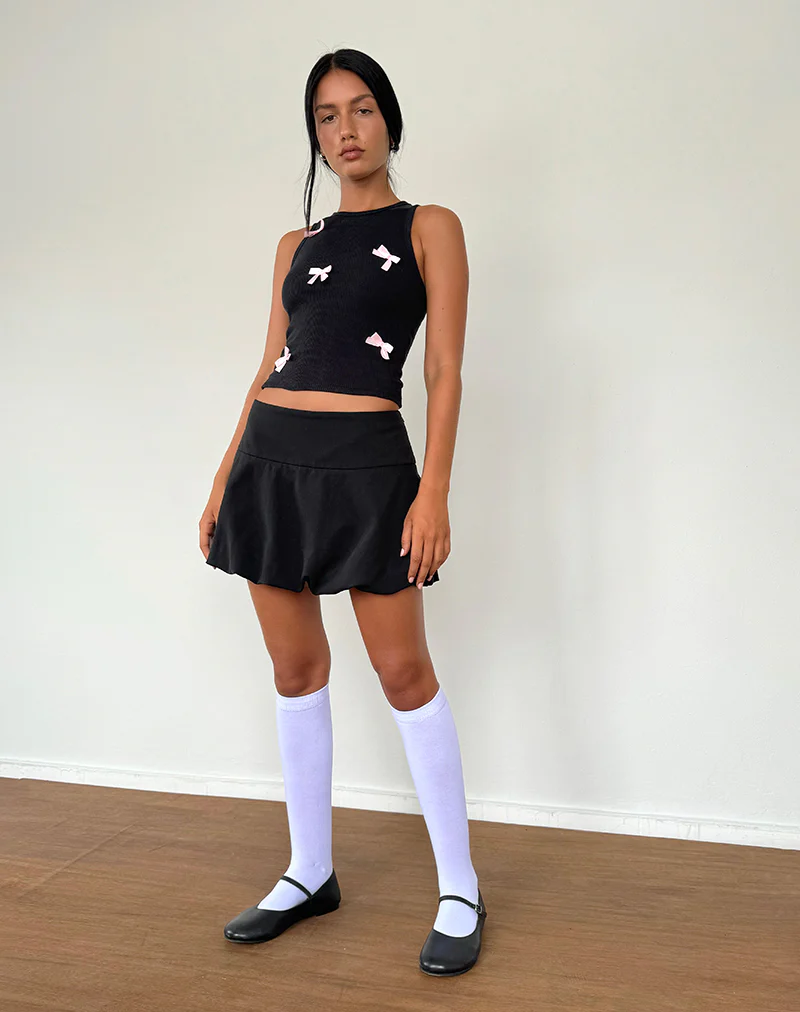 Rave Vest Top in Black with Pink Bows - Image 4