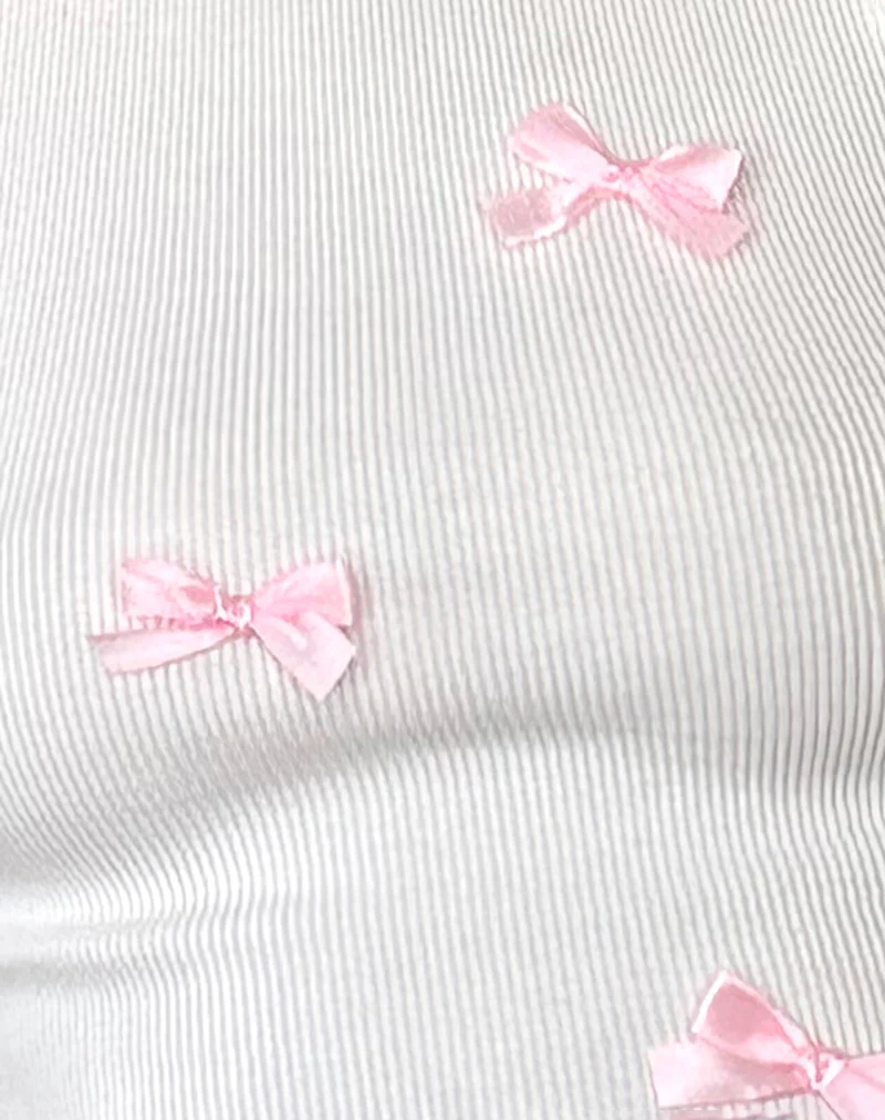 Rave Vest Top in Off White with Pink Bows - Image 6