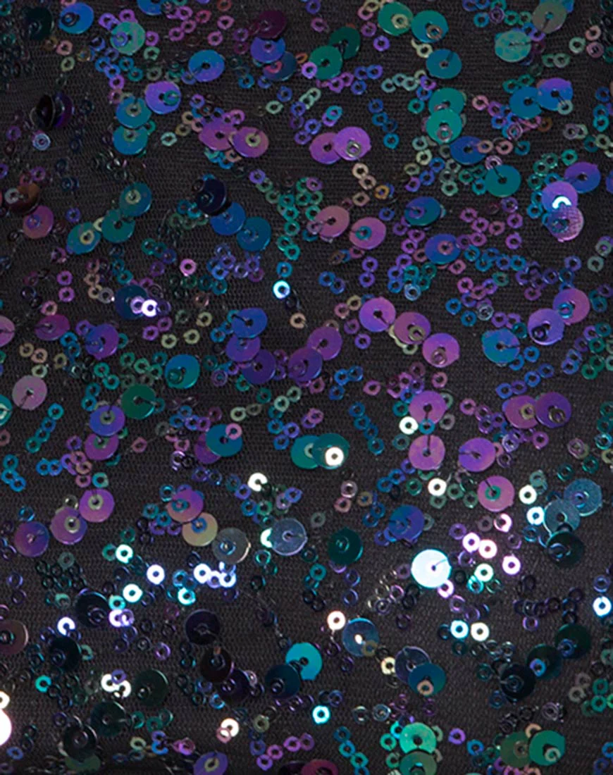 Raven Crop Top in Confetti Sequin Petrol - Image 5