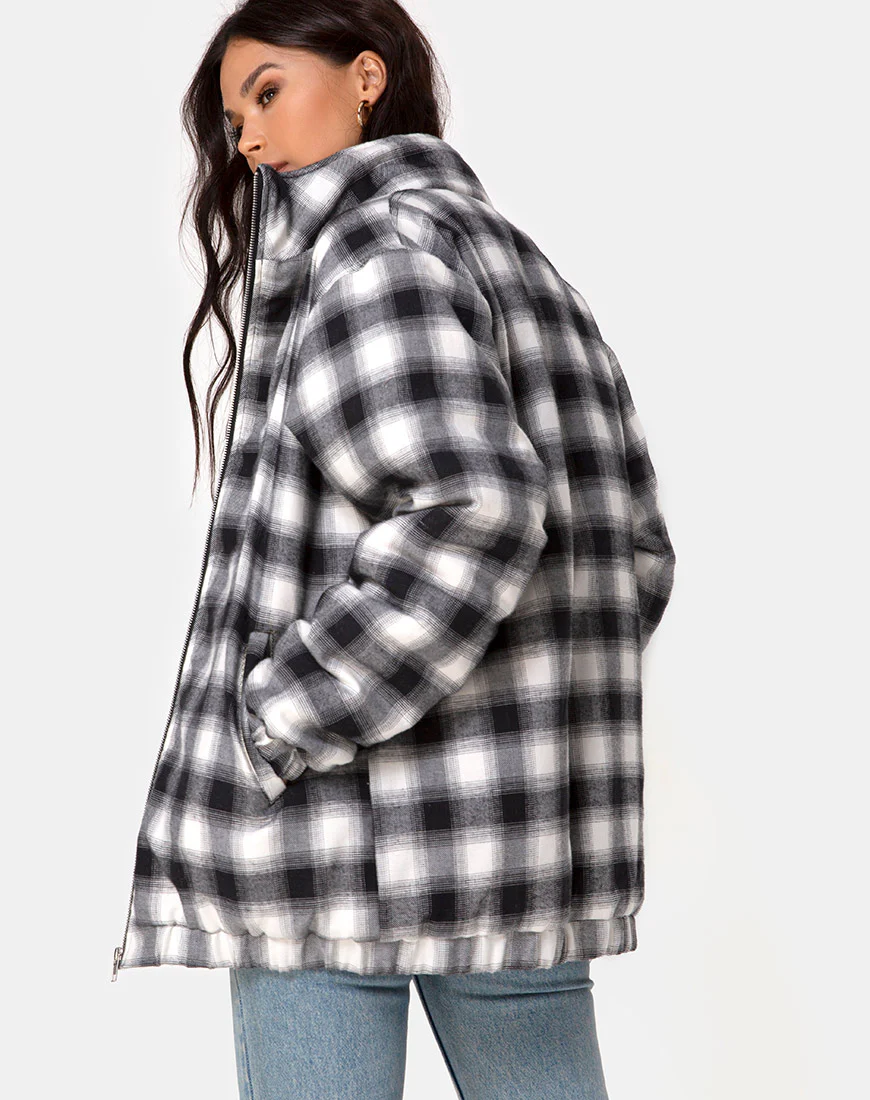 Raven Jacket in Plaid Black White - Image 2