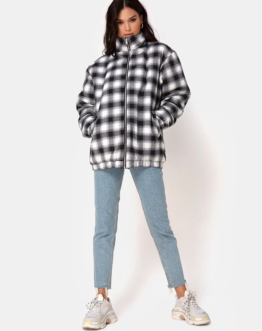 Raven Jacket in Plaid Black White - Image 4