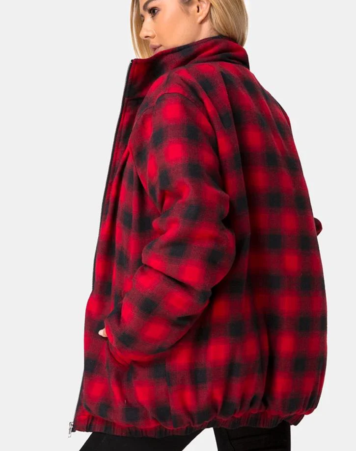 Raven Jacket in Plaid Red Black - Image 2