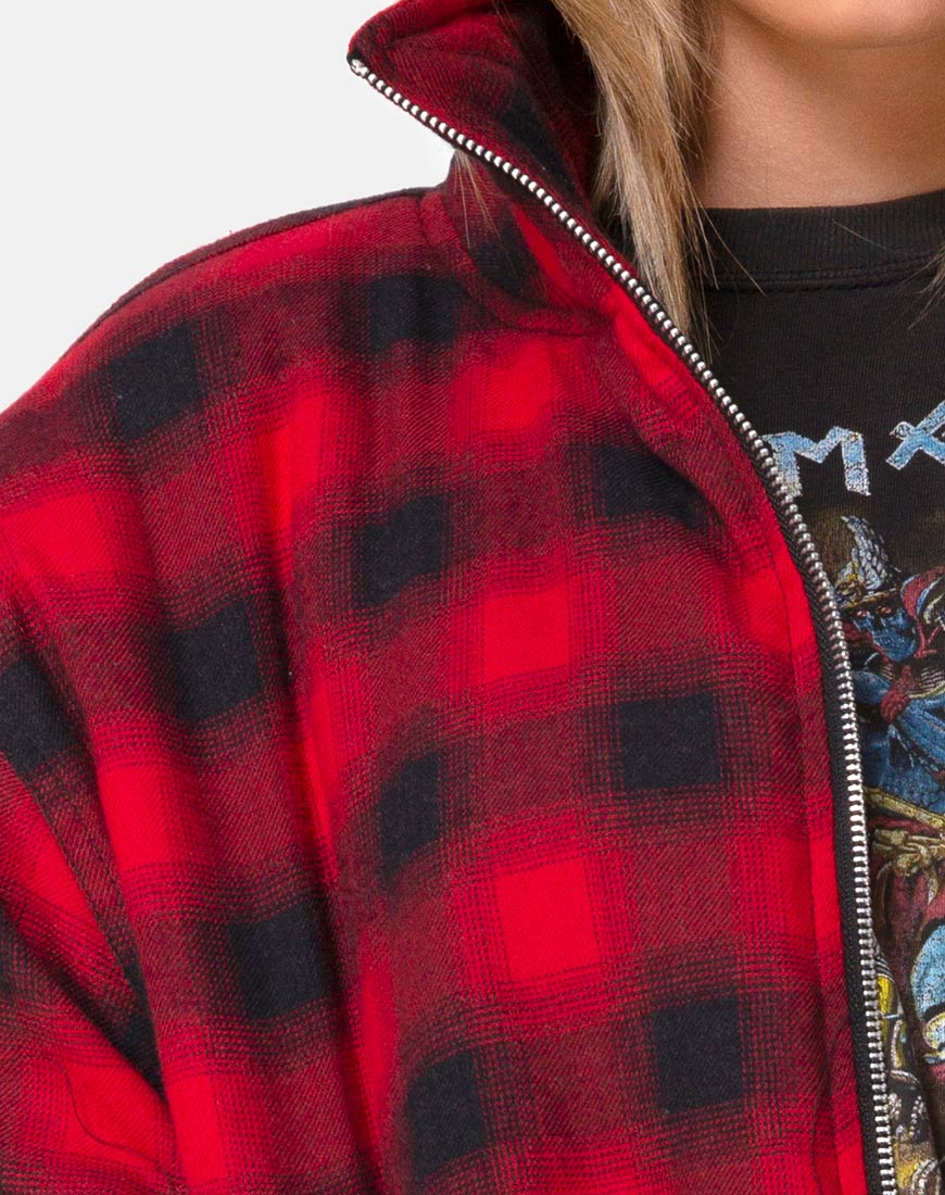 Raven Jacket in Plaid Red Black - Image 5