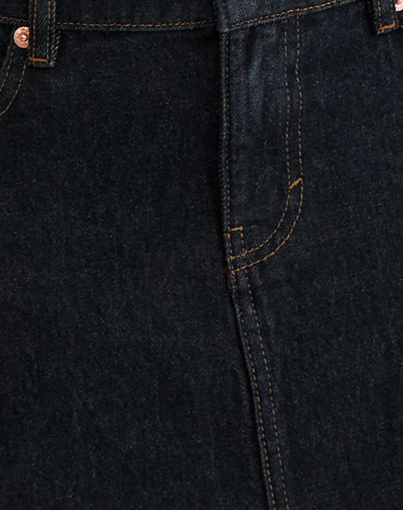 Raw Hem Denim Dart Mini Skirt in Indigo - Image 6