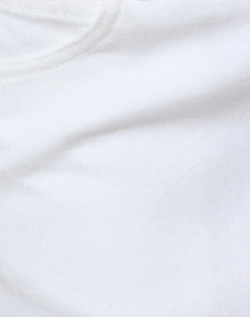 Raw Hem Denim Mini Skirt in True White - Image 6