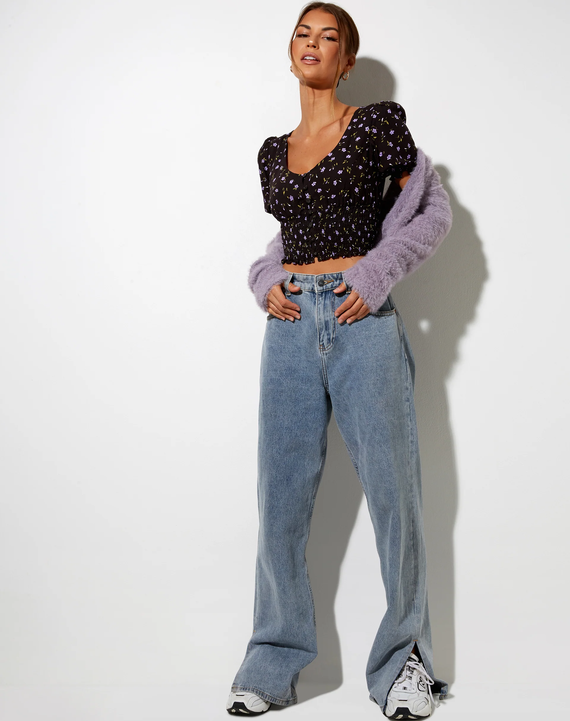 Ray Top in Pretty Petal Coffee and Purple - Image 4