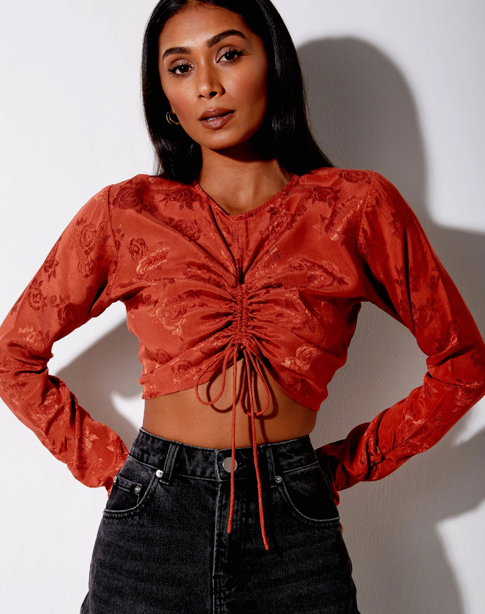 Rean Crop Top in Satin Rose Copper - Image 2