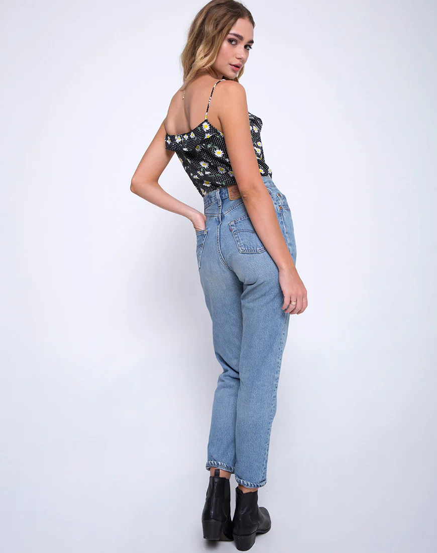 Reany Bodice in Polka Daisy Black - Image 4