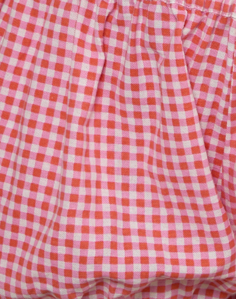 Rebo Short in Mini Gingham Peach - Image 6