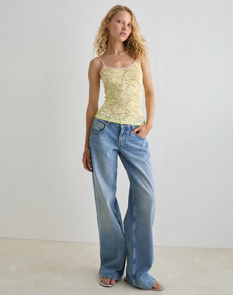 Redum Cami Top in Yellow Lace - Image 3