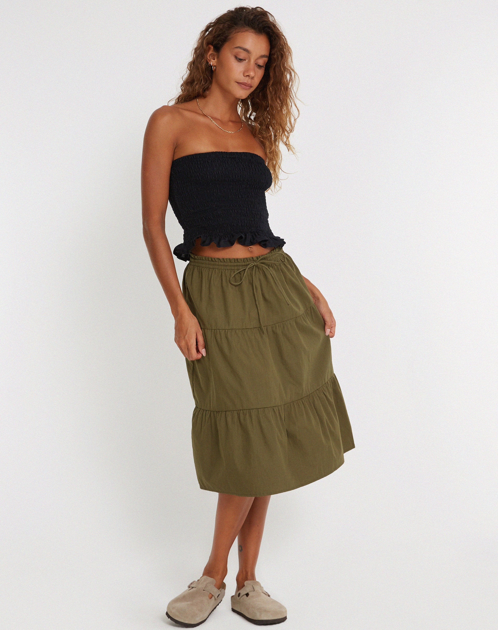 Reef Midi Skirt in Loden Green - Image 3