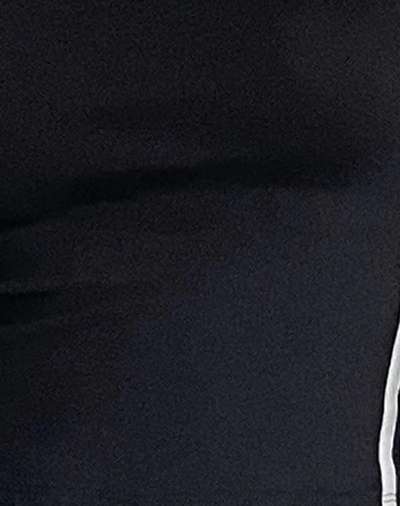 Reiba Long Sleeve Top in Black with Grey Binding - Image 6