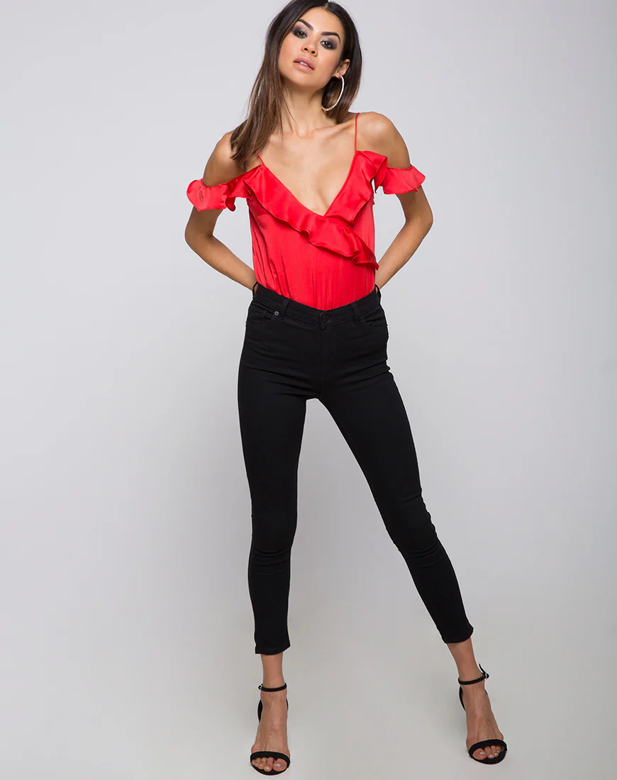 Reilly Cold Shoulder Bodice in Red - Image 3