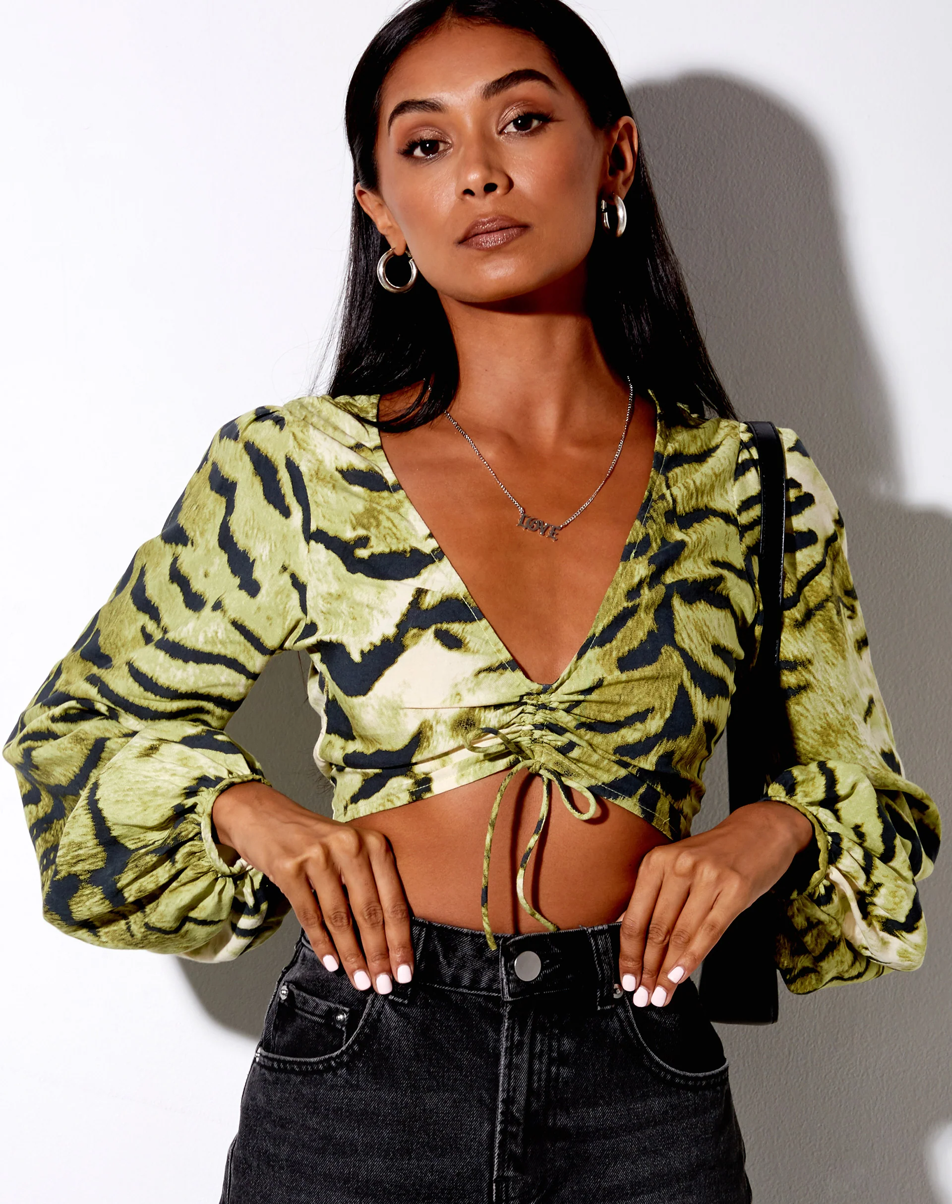 Reilo Crop Top in Tiger Full Khaki - Image 2