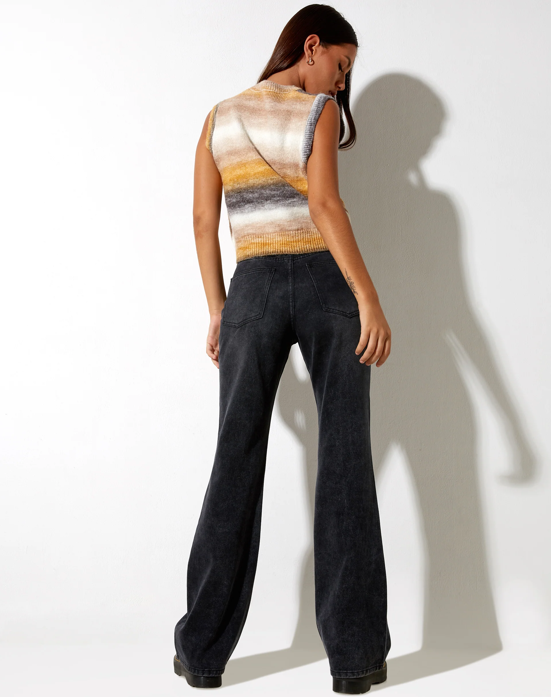 Relaxed Bootleg Jeans in Black Grunge - Image 3