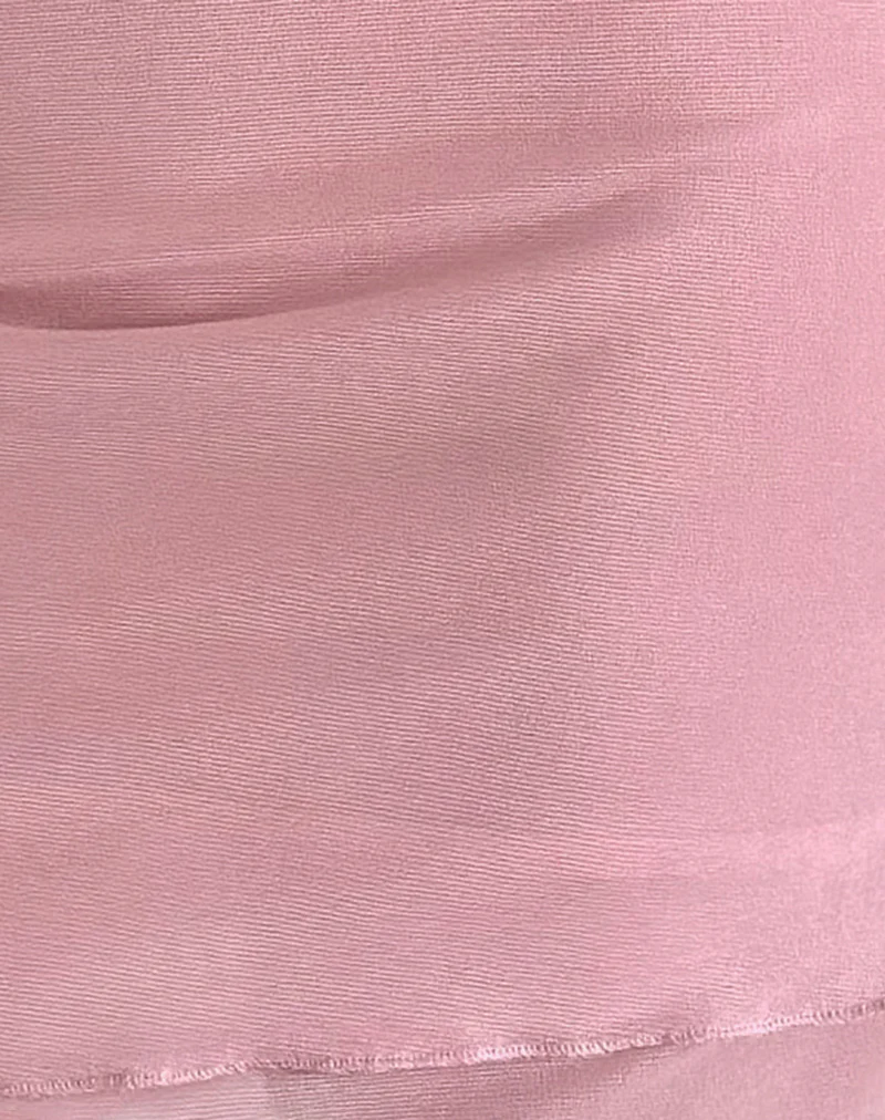 Renata Asymmetrical Mini Dress in Mesh Baby Pink - Image 5