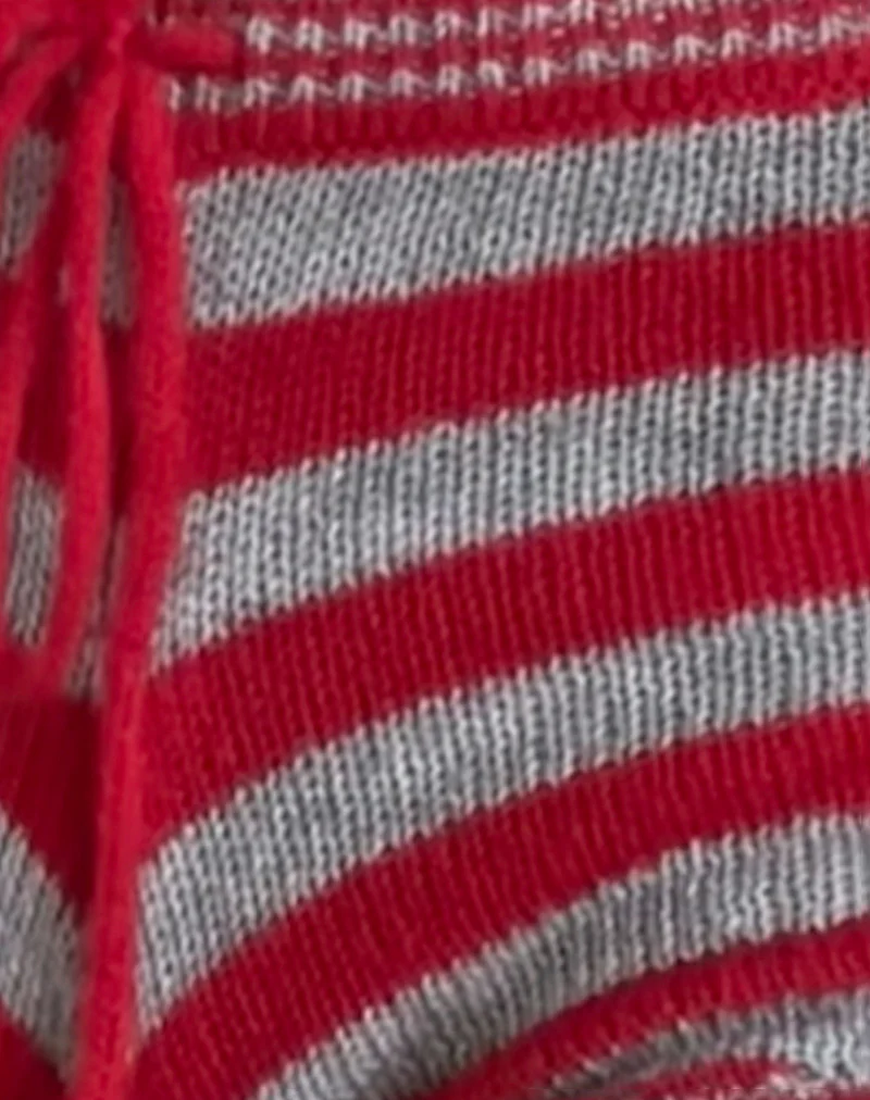 Renha Hot Pants in Red and Grey Stripe - Image 5
