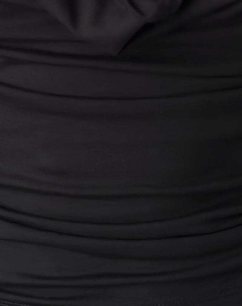Reni Cowl Neck Top in Black Rayon Jersey - Image 6