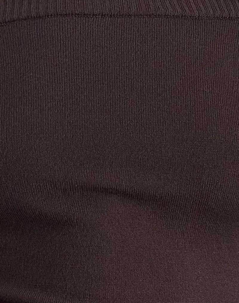 Renie Bardot Top in Dark Brown Knit - Image 6