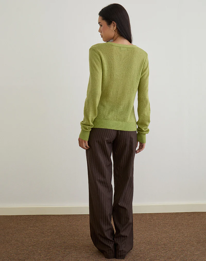 Renisa Cardigan in Sheer Knit Green - Image 5