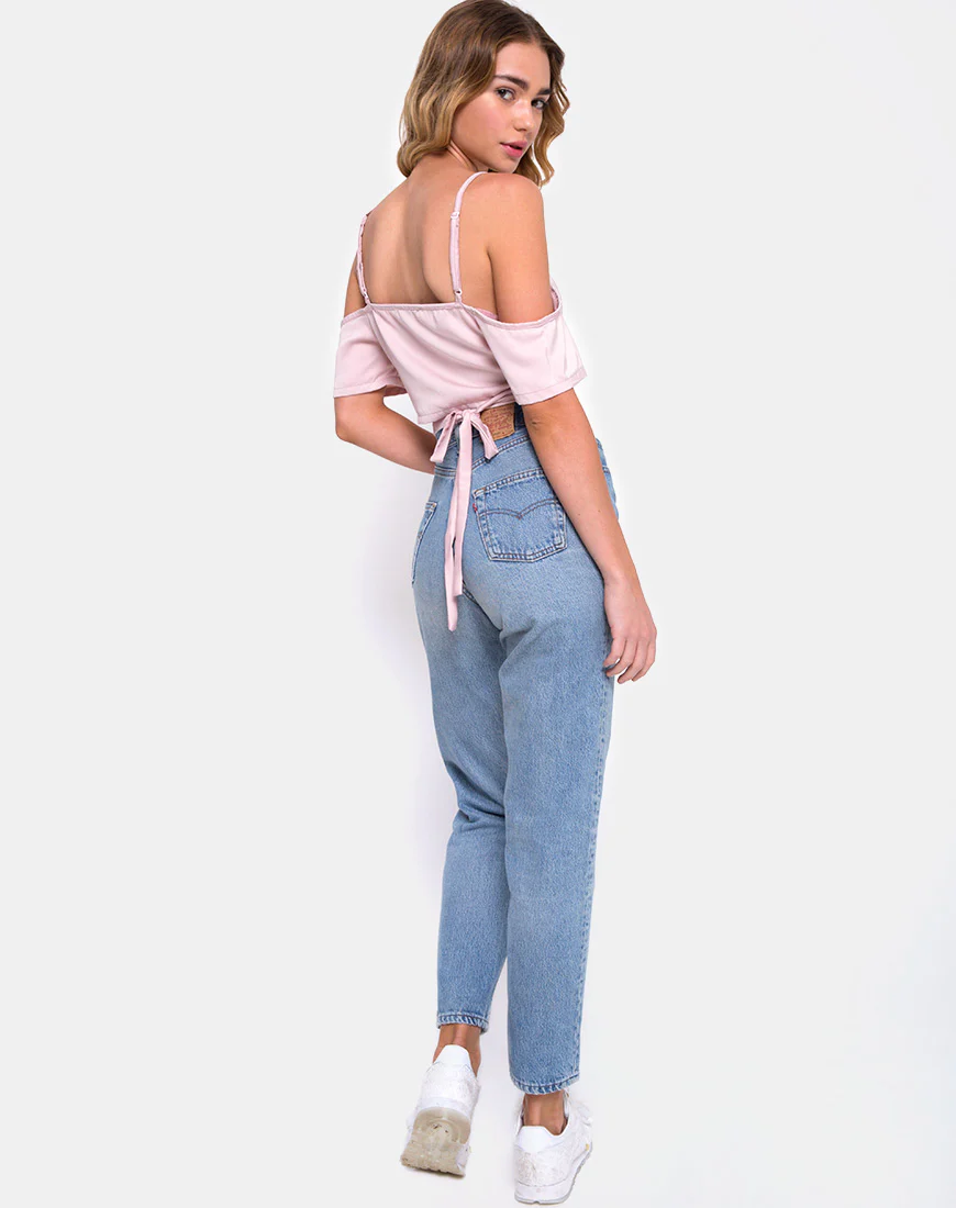 Renta Cold Shoulder Crop Top in Satin Blush - Image 4