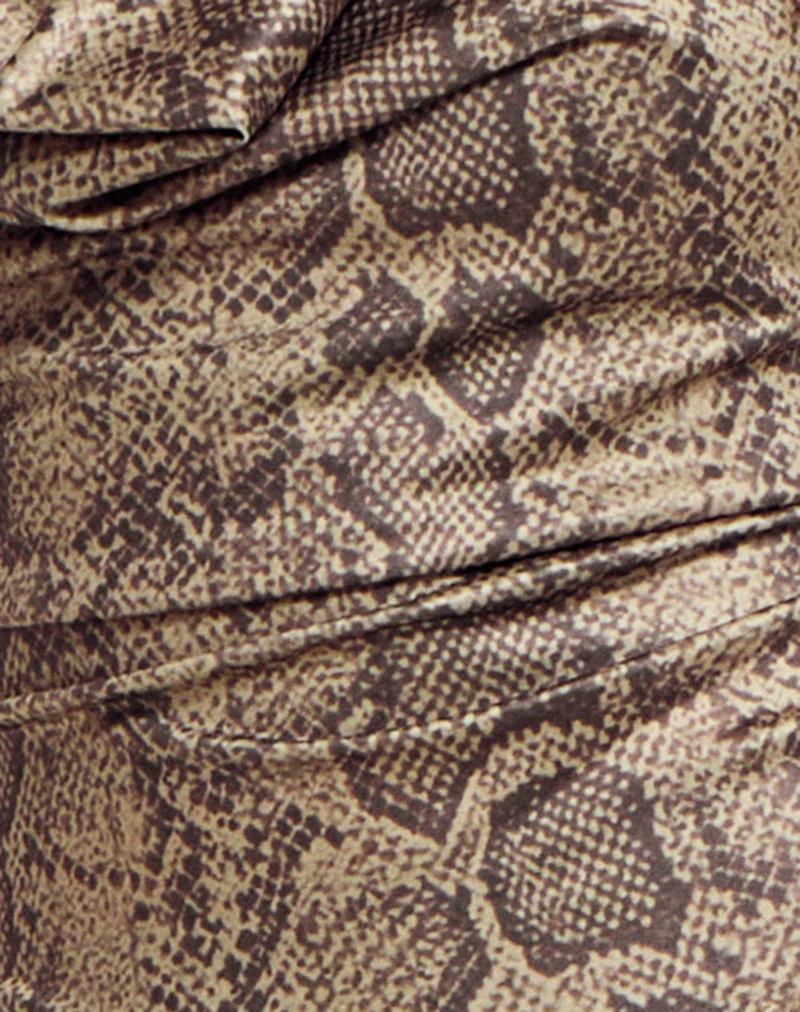 Rexine Cowl Neck Top in Brown Snake Print - Image 6
