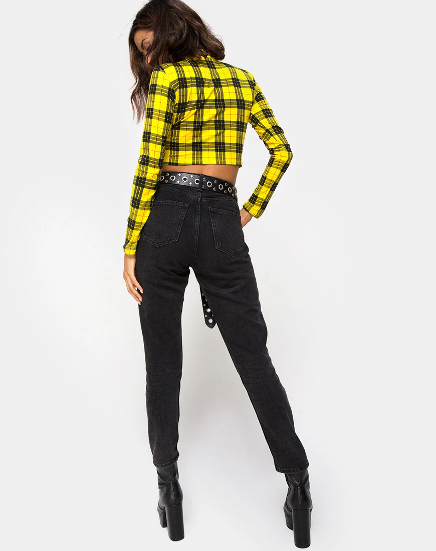 Rhala Crop Top in Winter Plaid Yellow - Image 3