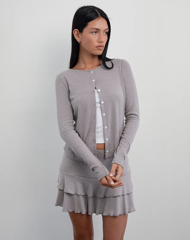 Rhea Cardigan in Pointelle Brown - Image 3