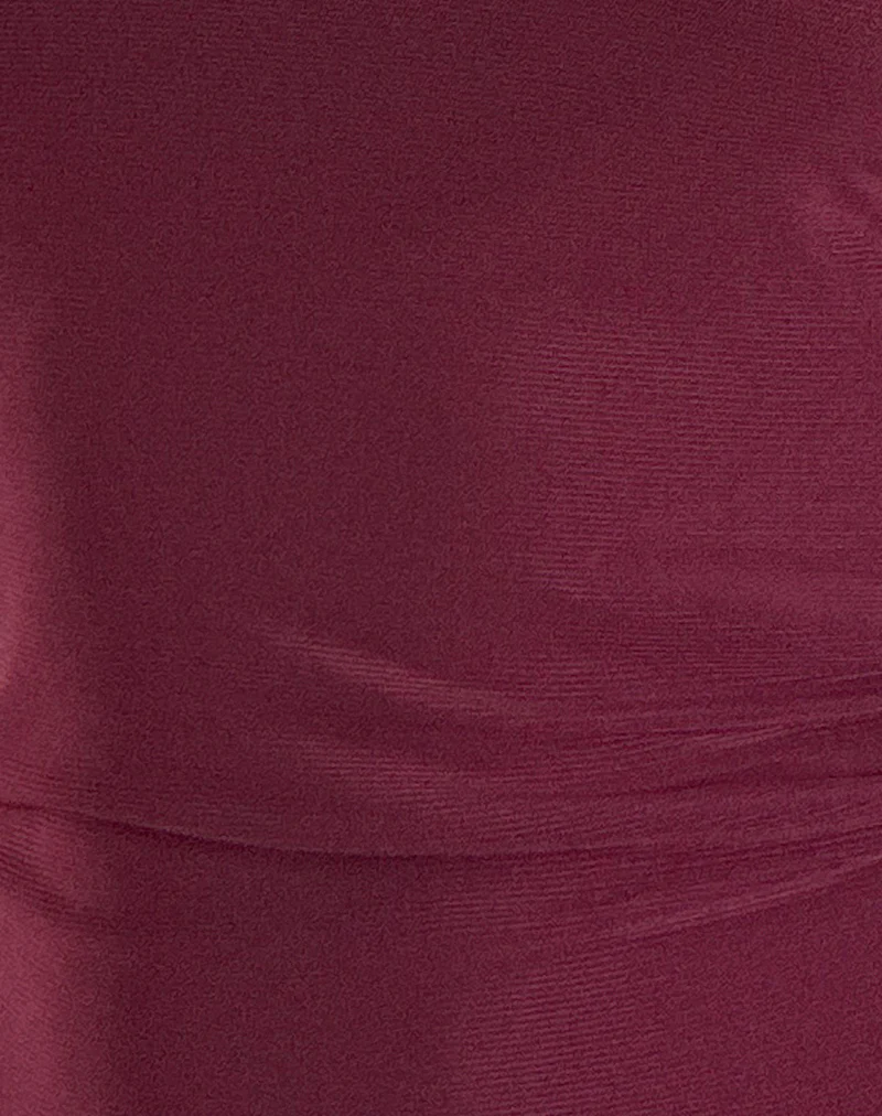 Rhian One Shoulder Top in Mesh Maroon - Image 6